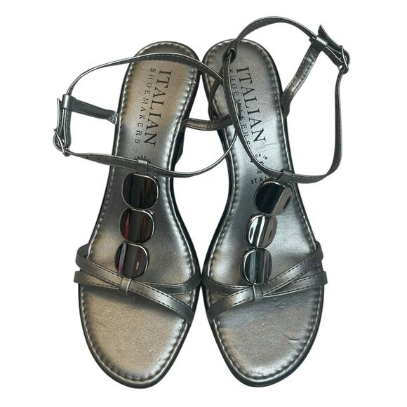 NWOT Italian Shoemakers Silver Wedge Strappy Heels - 8.5 - Picture 6 of 14